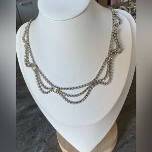 Vintage Silver Draped Rhinestone Necklace